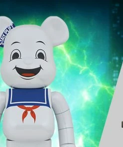 Ghostbusters Be@rbrick Stay Puft Marshmallow Man (White Chrome Version) 1000% Bearbrick By Medicom Toys 27.55"