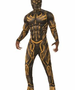 Halloweeencostumes.com Deluxe Adult Black Panther Erik Killmonger Battle Suit Costume Marvel Cosplay, Halloween Costumes