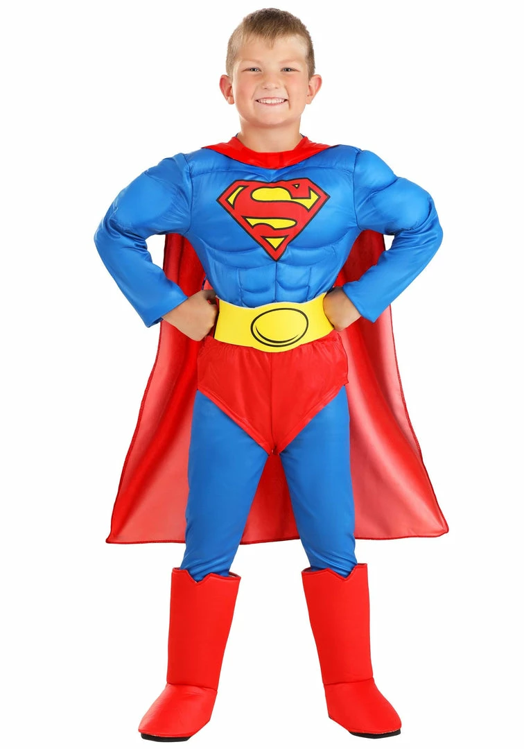 Wholesale 🌟 Fun.com Classic Superman Deluxe Costume For Kids Cosplay, 💀 Halloween Costumes 👏 1 Fun.com Classic Superman Deluxe Costume For Kids Cosplay, Halloween Costumes