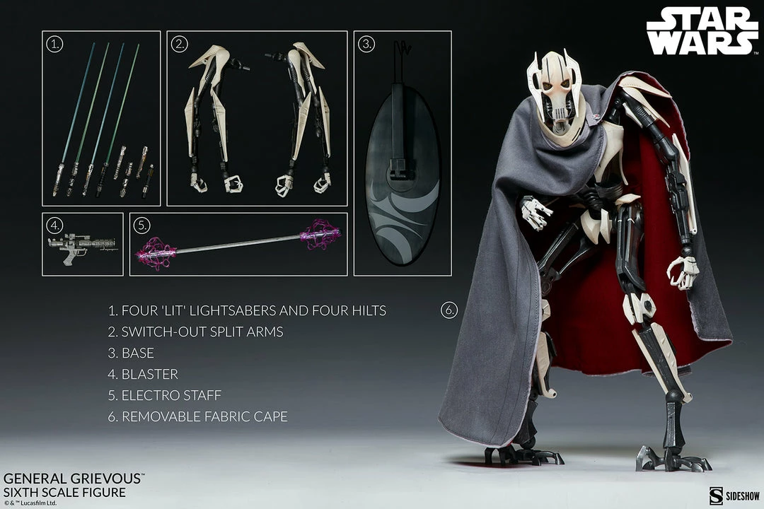 New 🎁 Hot Pop Cultures Store General Grievous Sixth Scale Figure 👍 26 Hot Pop Cultures Store General Grievous Sixth Scale Figure