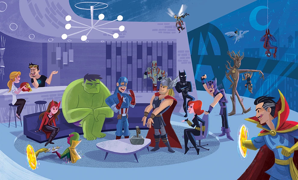 Promo ๐ Party At Avengers Tower Art Print By Sideshow Collectibles By Artist Kat Hudson. ๐ฅ 1 Party At Avengers Tower Art Print By Sideshow Collectibles By Artist Kat Hudson.