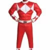 Fun.com Cosplay, Halloween Costumes Power Rangers Red Ranger Adult Muscle Costume